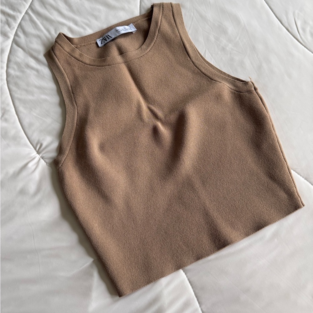 Zara tan crop top Size S